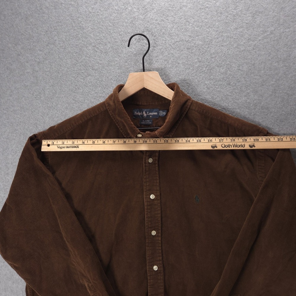 Ralph Lauren Blaire Mens Size XL Brown Corduroy Casual Shirt Academia - Picture 7 of 11